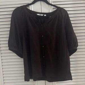 Uniqlo Black Short Sleeve Button-Front Blouse